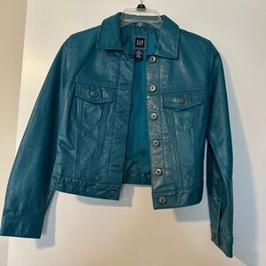 GAP Women's Size XS Genuine Leather Jacket in Teal